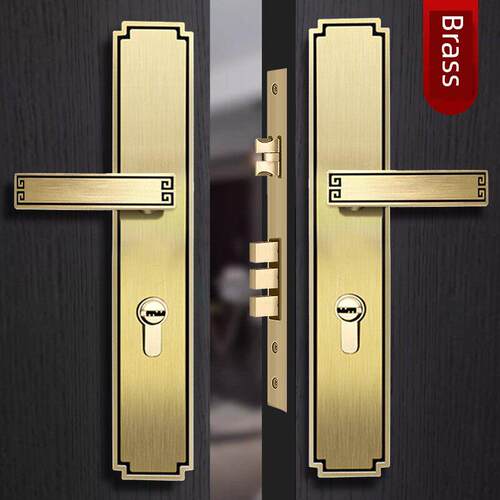 新中国风黄铜室内门锁全铜双门古董门锁双门别墅门锁纯铜