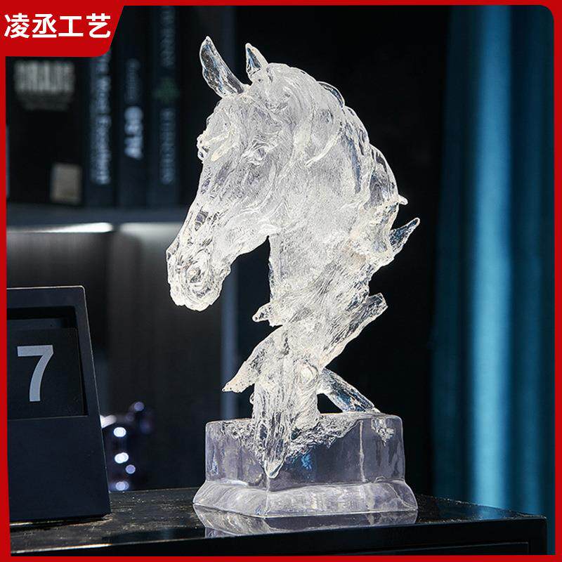 抽27IK透明马头奢6366象件艺术工艺品电视轻柜水晶酒柜装饰品摆办