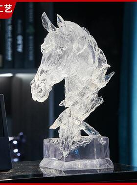 2艺7IK透明马装头轻奢抽象艺术工品电视柜水酒柜饰品摆件晶办6366