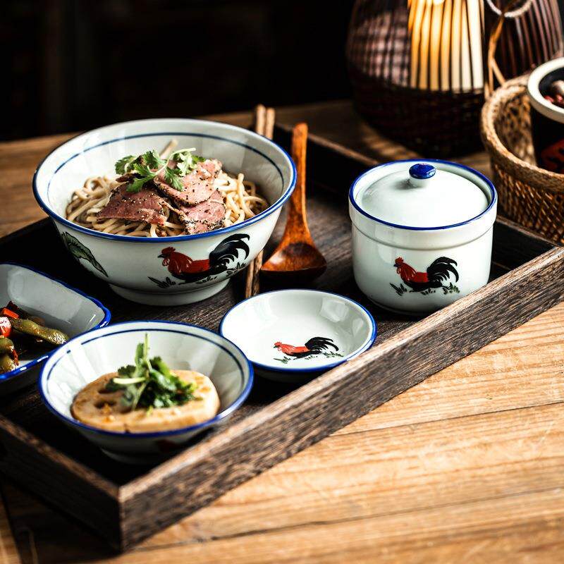 吃面碗个人专用碗盘碟餐具套装一人食精致一套碗鸡公碗商用陶瓷碗
