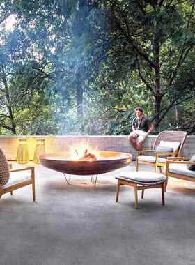 户外休闲摇NVO椅小沙发藤制木实民宿茶几组合庭院别墅酒编阳台店