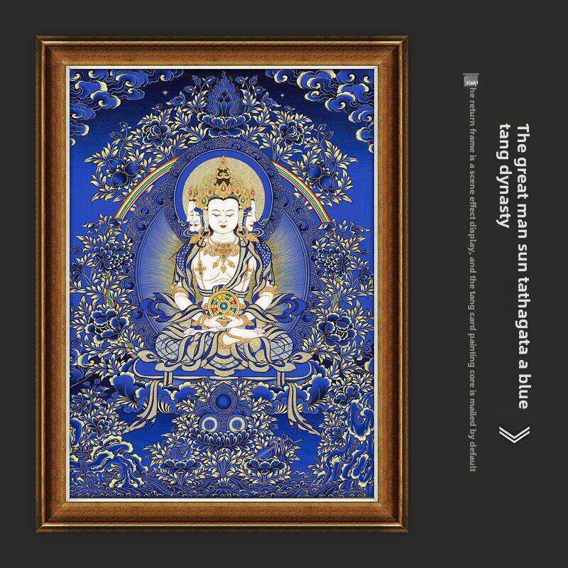 大日如来佛唐卡西藏热贡藏族手绘覆制客厅书房玄关装饰挂画观觉