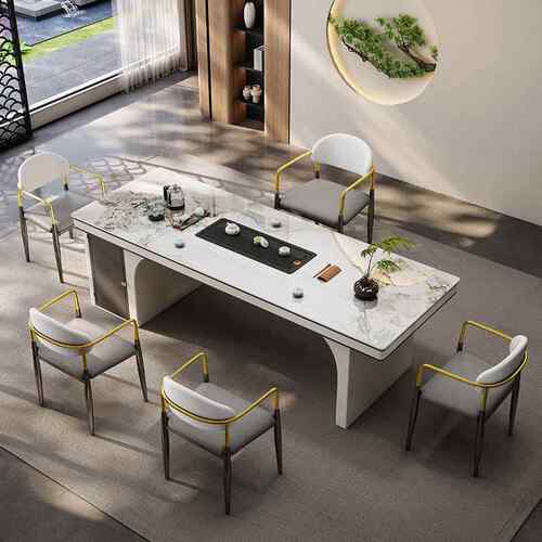 大板茶台泡湿泡一体意式简约几办公TDJ茶客厅阳茶台干家用岩板桌