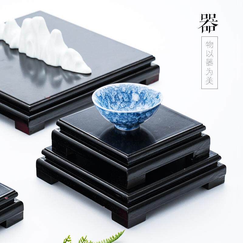 奇石盆景装饰品木托托架子木质摆件底座增高长方形花瓶盆实木底托
