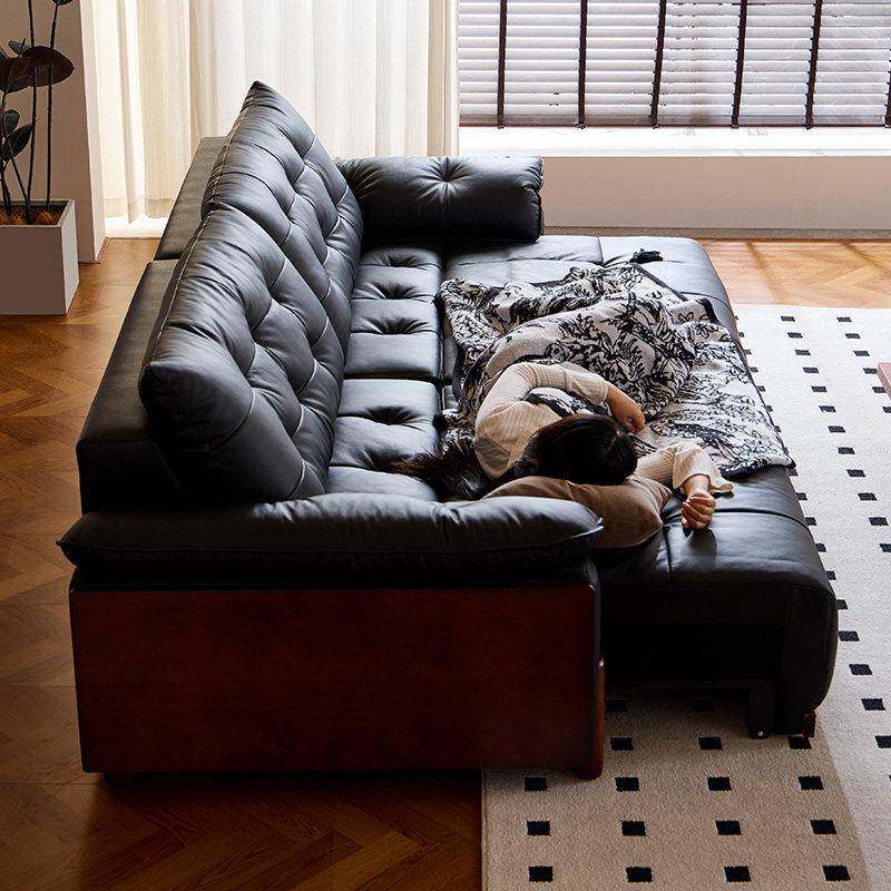 云朵真皮电动沙发床中古复古风客厅书房多功能伸缩2026新款沙发