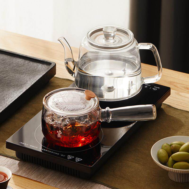 鸣盏全自动底部上水电热水壶嵌入式茶台一体黑晶炉泡茶专用煮茶器