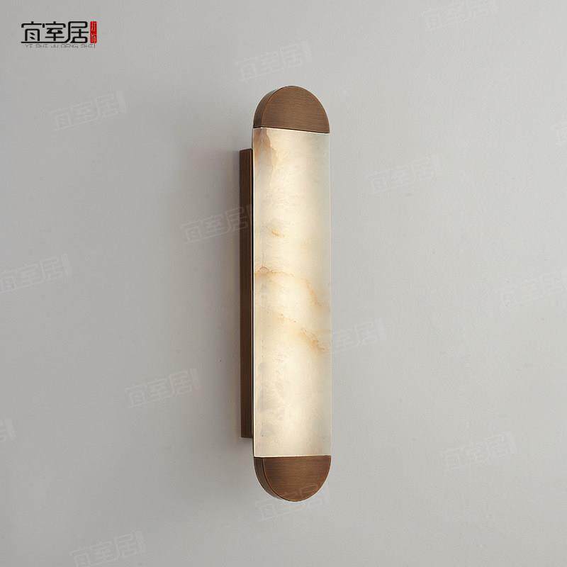 意式轻奢客厅壁灯全铜云石现代简约创意个性饭厅卧室床头柜楼梯灯