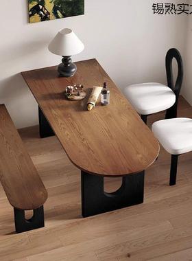 法桌式中古实木岛27879台餐家用小型饭桌靠墙圆形餐户台洽谈接待
