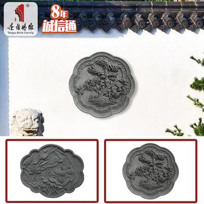 青砖老砖雕仿古浮雕画中式影壁墙照壁装饰1鸳鸯戏荷天祝富贵