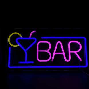 背板直供酒吧dj厂家酒杯造型炫墙挂广告牌装 饰灯酷霓虹灯bar