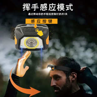 福朗超亮户外感应头灯长续航强光锂电干电防水夜钓灯钓鱼头戴灯