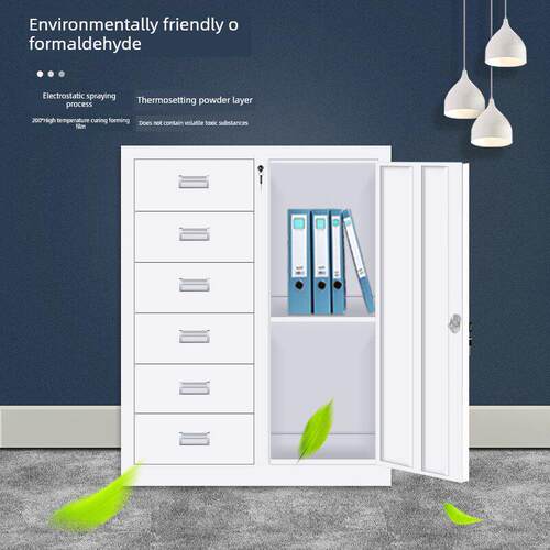 办公柜子矮柜对开门铁皮矮柜办公室铁皮小文件柜二斗矮柜靠墙地柜