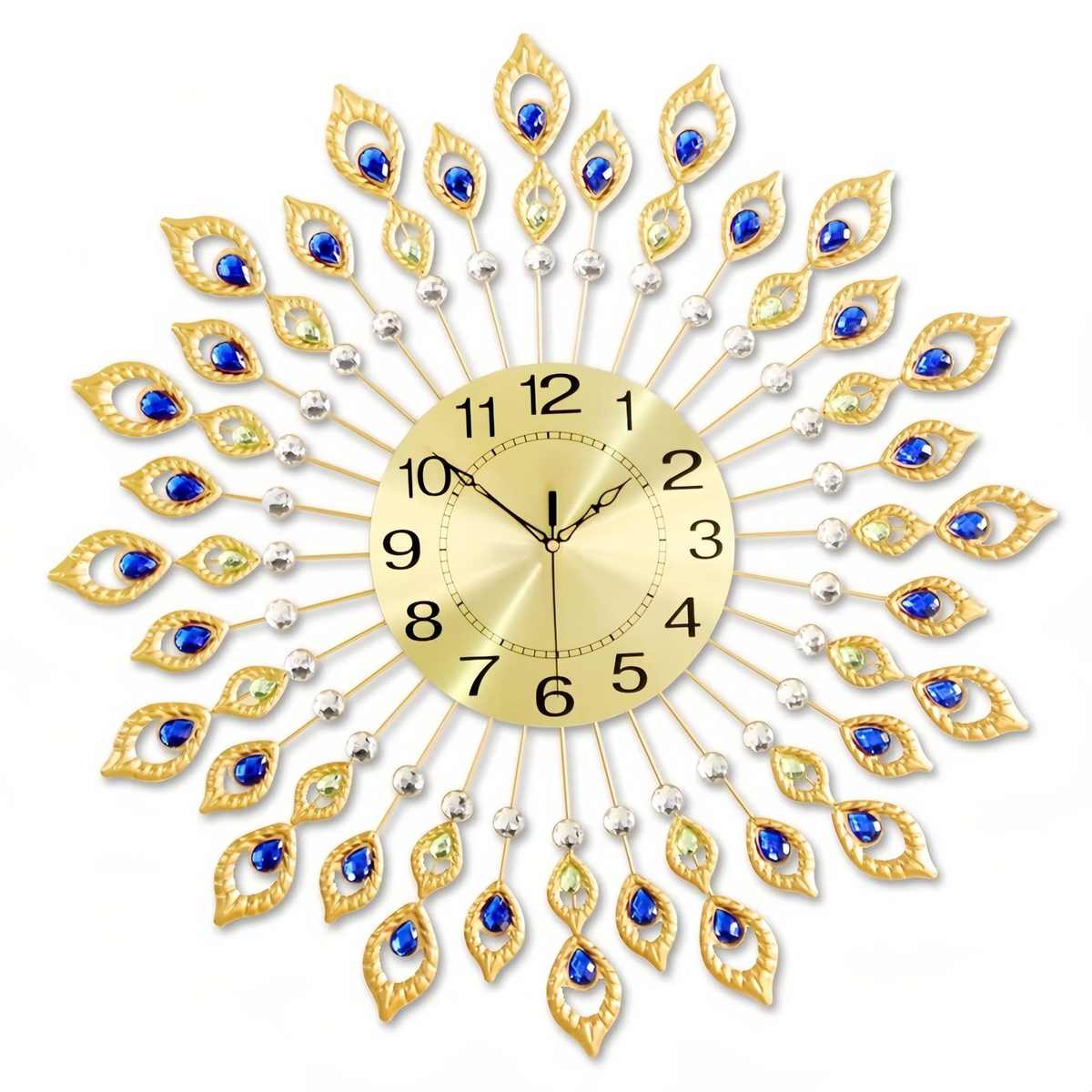 孔雀客厅钟表挂钟现代简约家用创意卧室静音大时钟个性装饰石英钟