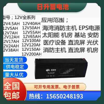 日升蓄电池FM-12v100AH65A24A20A12A9A7A5A2.3A1.3A门禁UPS卷帘门