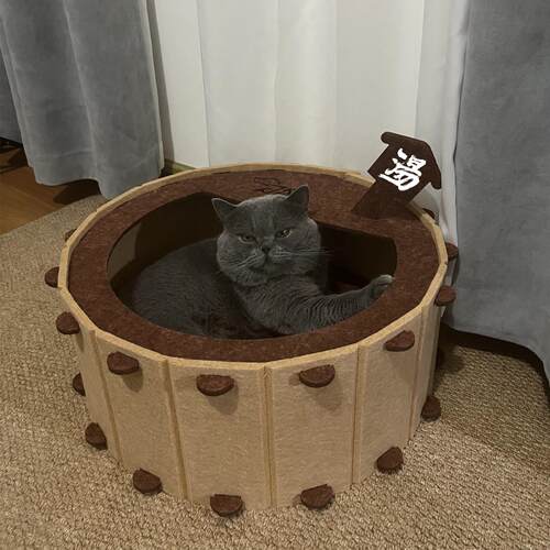 【泡澡桶猫窝】毛毡猫窝四季通用夏日猫屋猫抓板一体耐磨不掉屑.