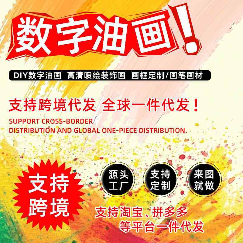 数字油画diy定 制手工绘画画照片人物图像填色上涂色填充油彩礼物