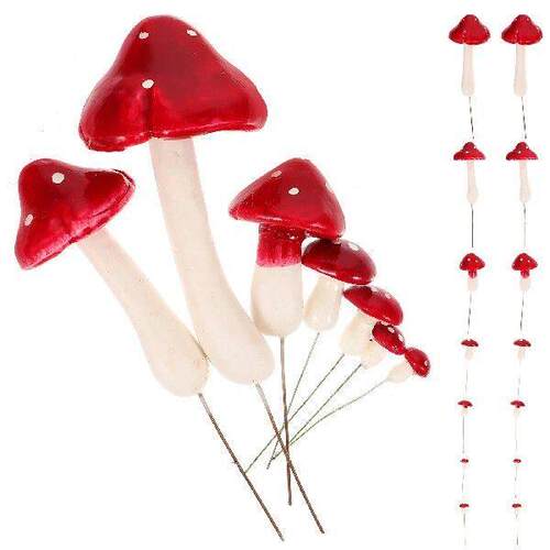 33 Pcs Red Artificial Foam Mushrooms for DIY Crafts