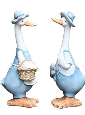 创意树脂工艺品鸭子摆件花园装饰庭院桌面小动物阳台布置露台造景