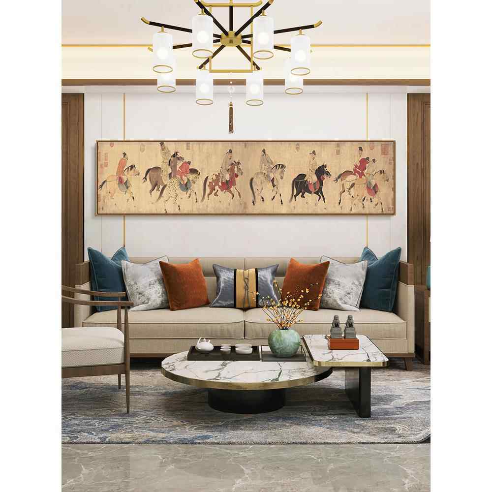 五幅王祖归画古画古文字国画新中式客厅背景墙茶室横幅带框装饰画