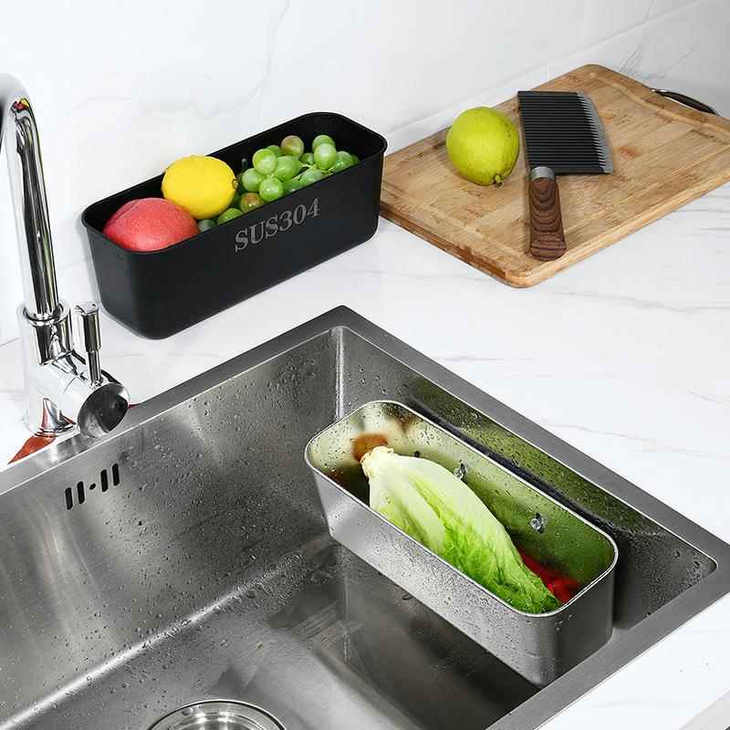 不锈钢水槽沥水篮长方形过滤篮洗菜篮过滤残渣篮洗米篮水果收纳篮
