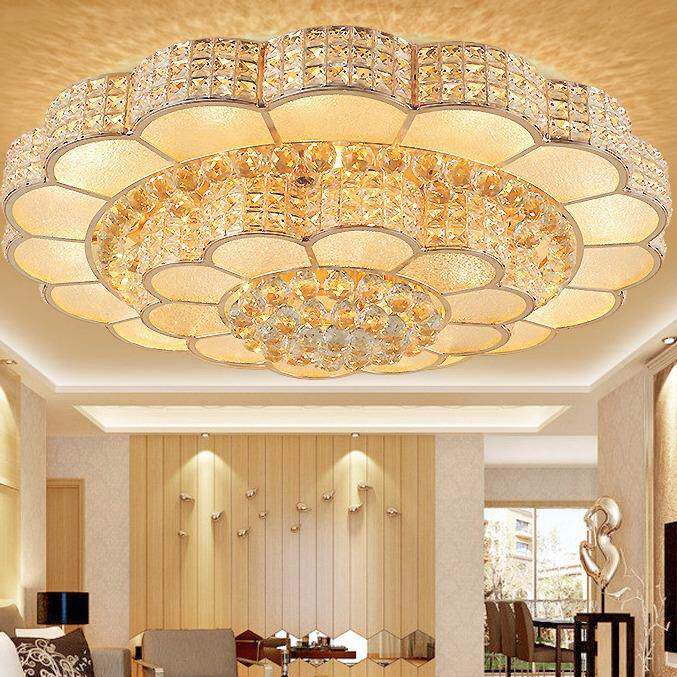 现代简约led吸顶灯客厅吸顶灯S金客厅水晶灯装修遥控灯具客厅灯饰