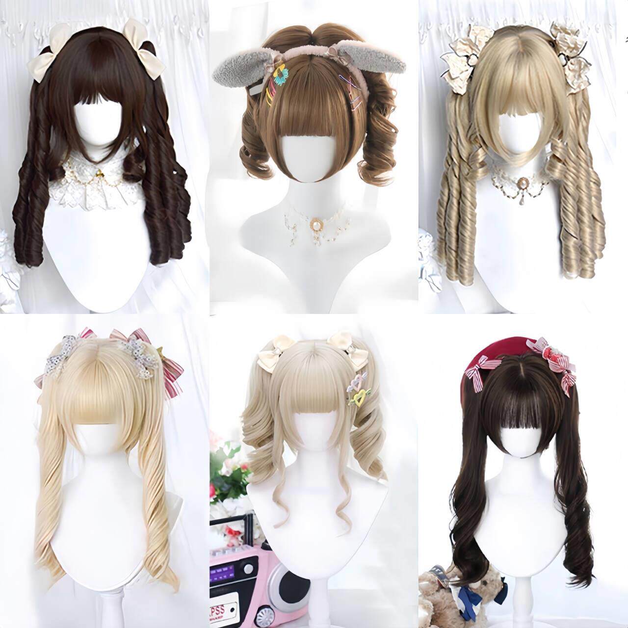 特惠Lolita假发女doll感甜妹双马尾系列合集罗马卷日常JK全头套式