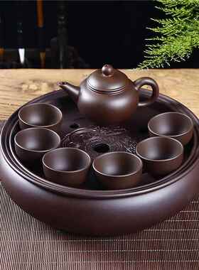 紫功夫茶13993具套装家用小套简约泡茶瓷潮汕茶具陶整套盘茶砂壶