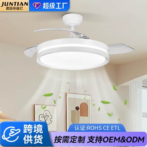 智能隐形风扇灯吊扇灯家用餐厅吸顶风扇灯护眼卧室吊扇灯一体灯