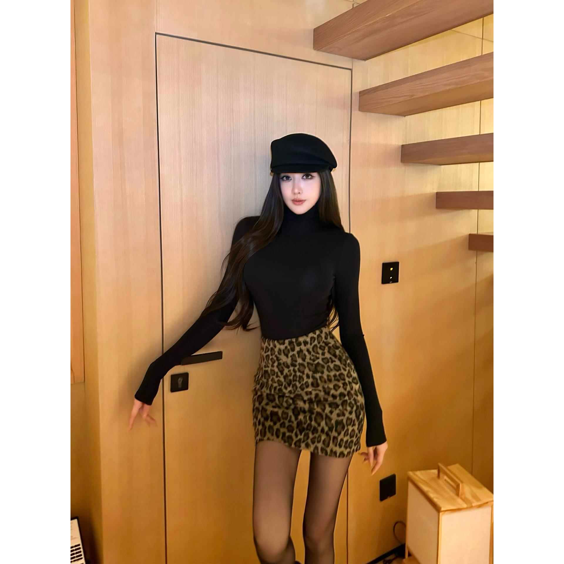 SX善喜3色入堆堆领针织打底衫女亲肤弹力修身内搭上衣高领长袖T恤