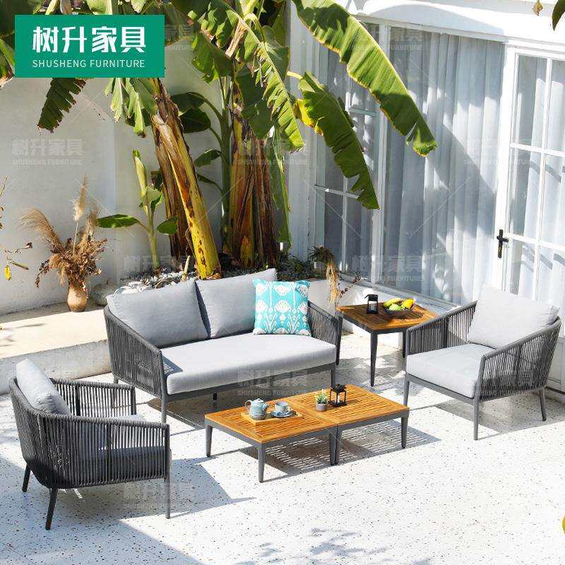户外沙发庭院露台防晒防水露天室外休闲酒店别墅藤编家具沙发组合