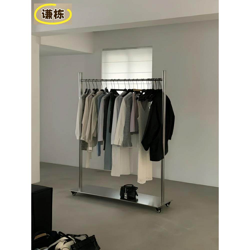 服装店展示架封釉无指纹不锈钢男装落地架工业风女装挂衣架钢板架