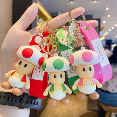 Super Mario Bros Keychain Anime Figure Toad Yoshi Car Decora