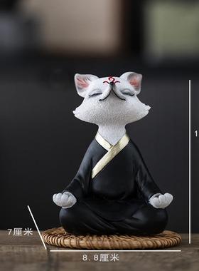 高档白色九尾狐狸小摆件多肉物花景盆植造治愈系解压情绪汽载装车