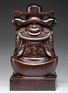 黑檀木雕财神爷摆件文财神工艺品家居公司装饰品店铺开业新居送礼