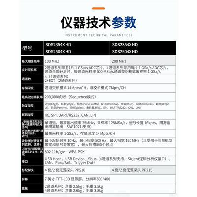 鼎阳数字示波器SDS1102/1202/1104/1204X-C双/四通道1G高级100m.