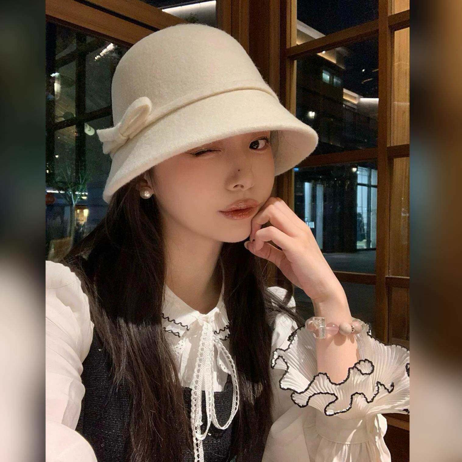 2025新款假发帽子一体女秋冬小香风羊毛渔夫帽保暖自然整头假发潮