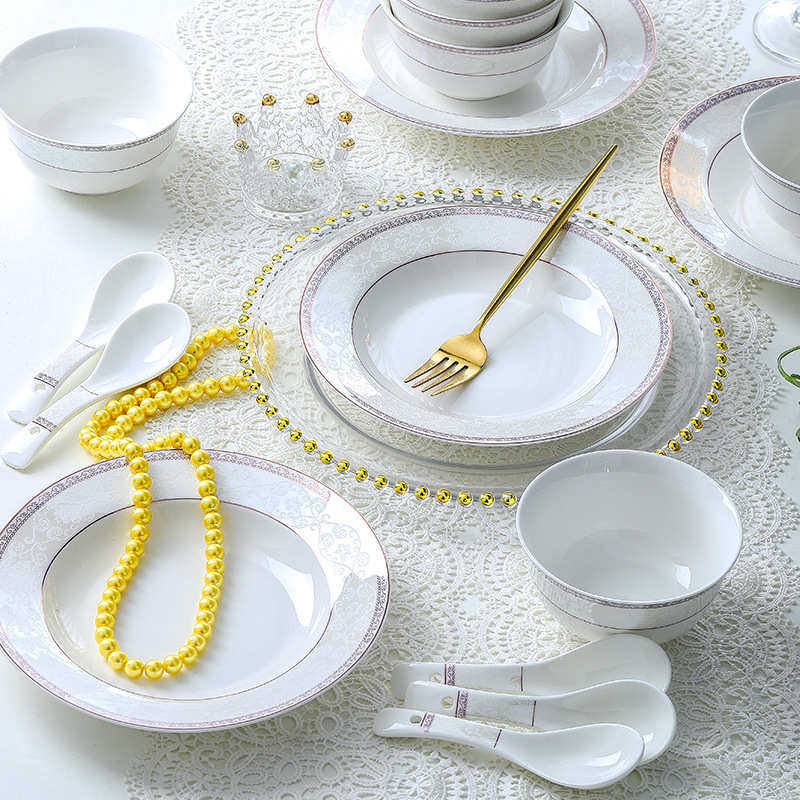 碗碟套装轻奢简约时尚小资22头餐具套装家用景德镇陶瓷 礼品批发