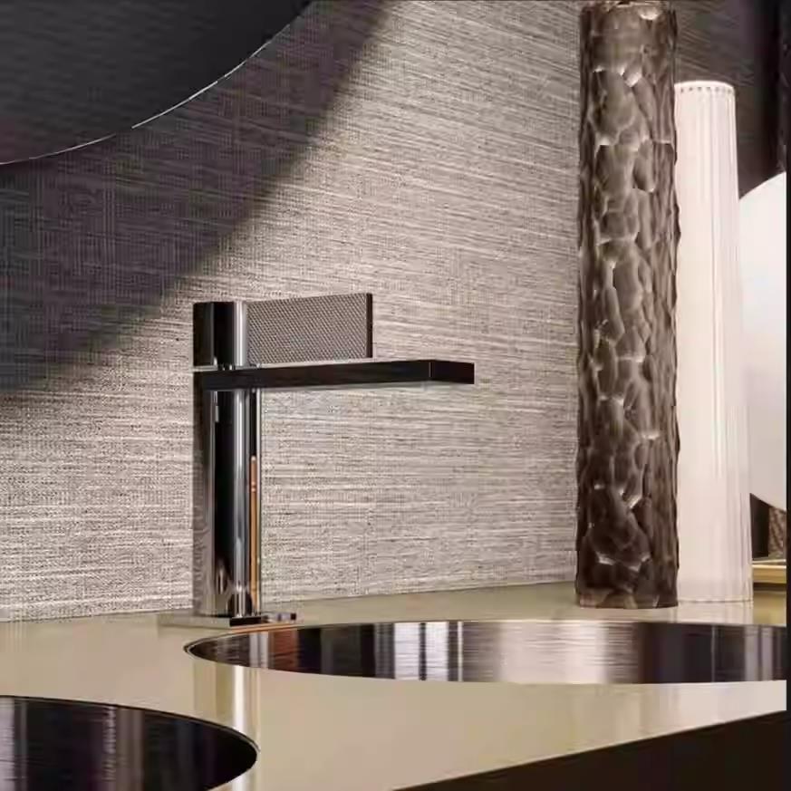 意大利全铜极简冷热玫瑰金面盆水龙头台盆拉丝金色台上盆单孔龙头