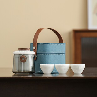 羊脂玉旅行茶具便携式 防烫快客杯玻璃户外旅游陶瓷功夫茶具伴手礼