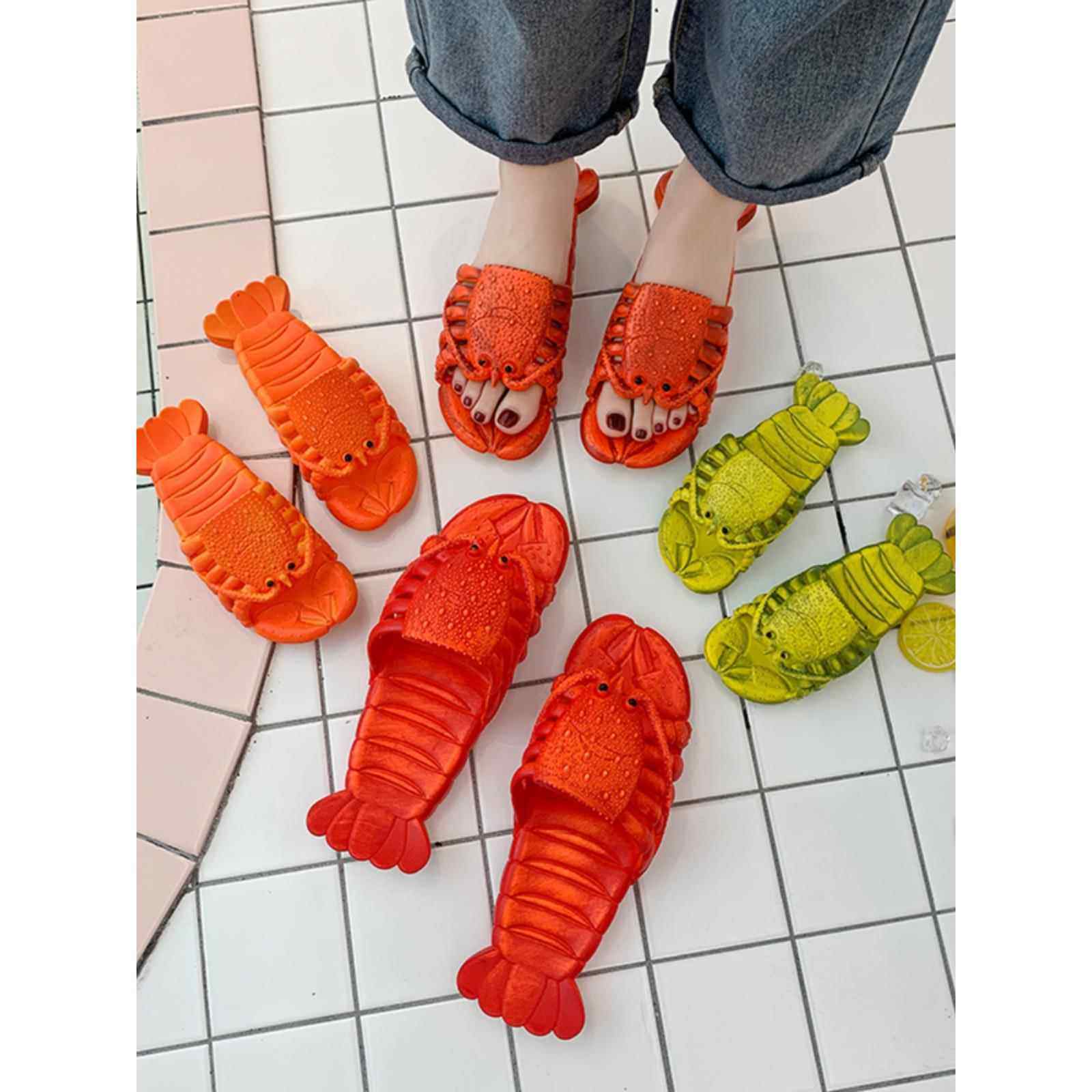 小龙虾夏拖鞋个性创意厚底女沙滩搞怪凉拖鞋外穿水防滑洗澡家居鞋