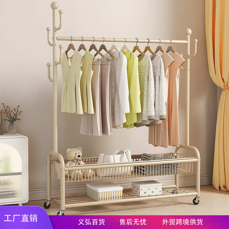 家用架子挂衣室内服简易衣架阳台杆移动凉卧室衣帽架晾衣架可落地