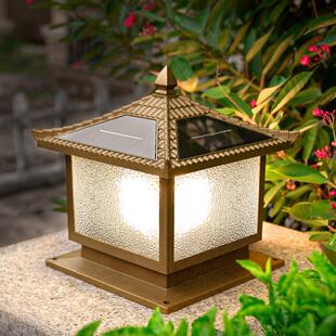 太阳能户外柱头灯门柱灯别墅庭院大门两侧防水柱子灯围墙灯接电款