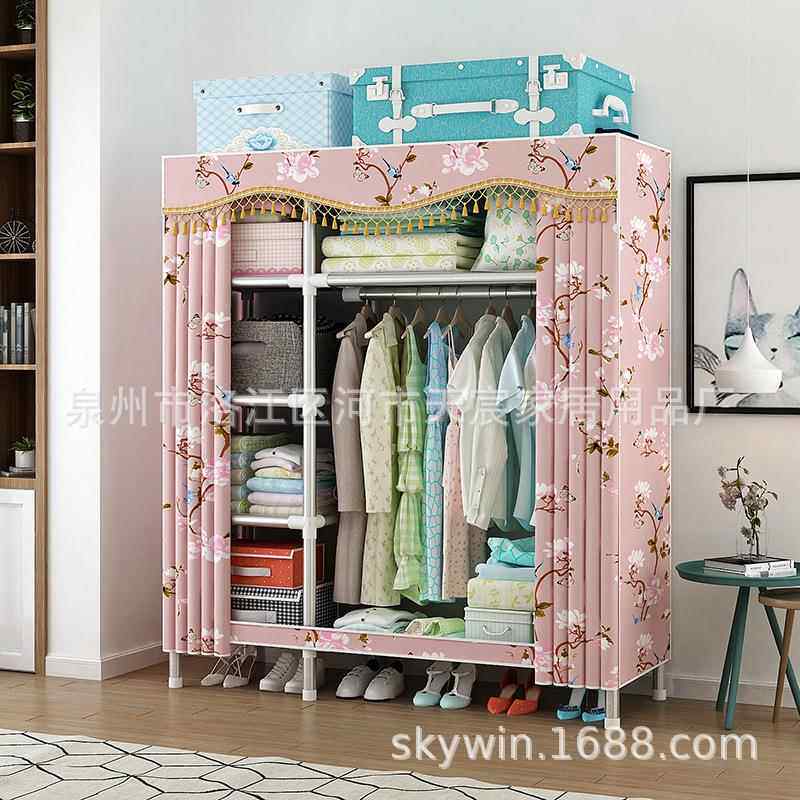 全钢架简易衣柜小号单人钢管加粗加固宿舍P学出租房C2568/108并款