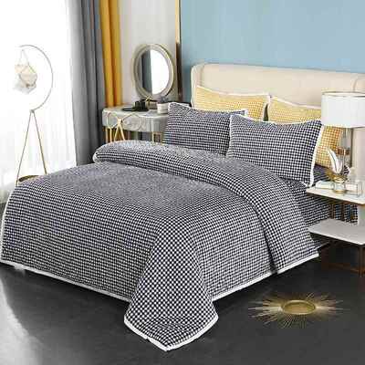 四冬棉质床绗缝秋被美式床上用品三件套件套盖80827单层布四件套