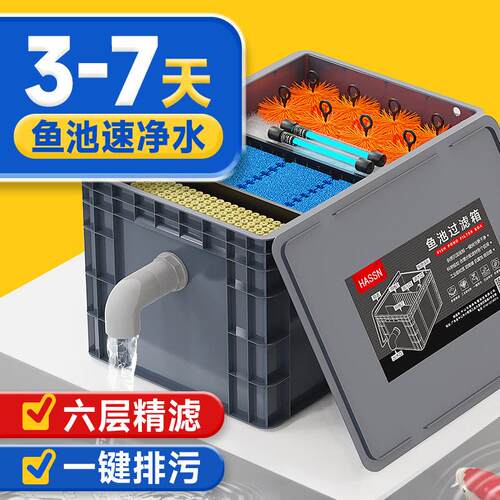 鱼池水循环系统过滤器设备户外大型鱼塘养鱼水池净水周转箱过滤箱