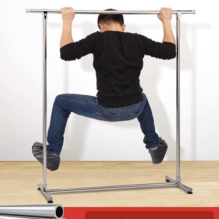 不锈钢晾衣架落地单杆式 折叠室内阳台简易挂衣服架子卧室晒衣架