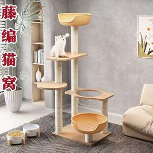 大号灰崽缅因布偶猫舍猫别墅一体实木爬架猫咪专属舒适窝太空仓