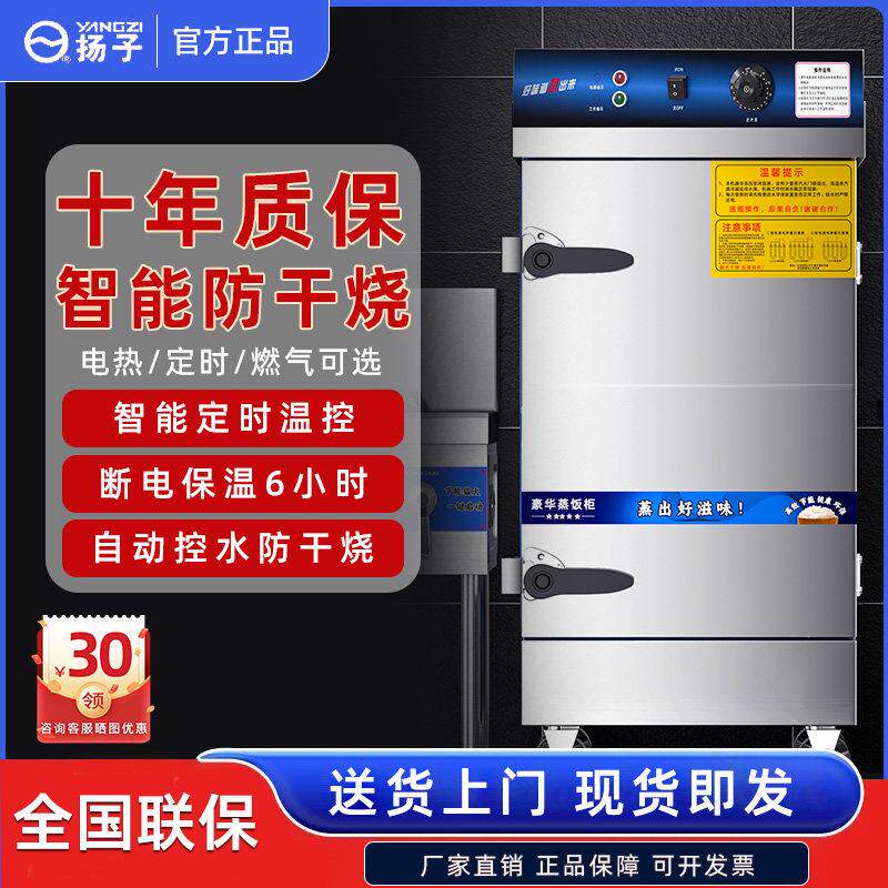 扬子蒸饭柜商用蒸饭车食堂大小型燃气电蒸箱蒸米饭馒头自动补水机