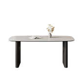 现代简约轻奢岩板餐桌椅组合2024新款 佛山实木餐桌家用小户型饭桌