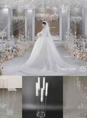 晶新款婚庆具透明亚窗克力水烛台路道引灯派对橱装饰婚礼KSD现场